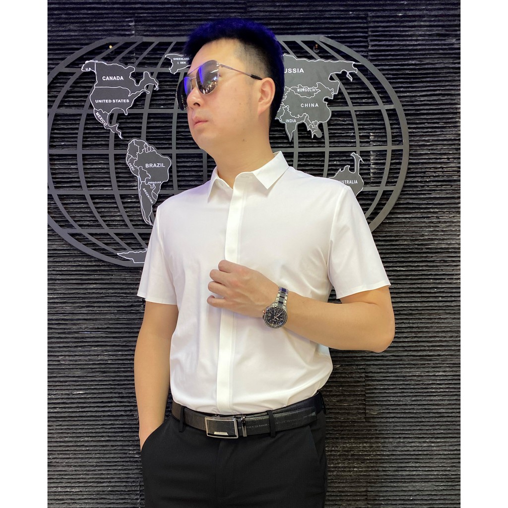 [Hình thật]Áo sơ mi nam ẩn khuy độc đáo vải lụa cao cấp, thiết kế trẻ trung nổi bật | BigBuy360 - bigbuy360.vn