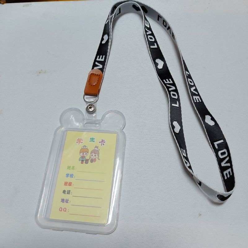 Dây đeo thẻ tên học sinh - sinh viên hình tai gấu kèm dây đeo bản to 1,2 cm