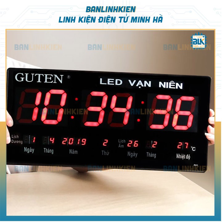 Đồng hồ led vạn niên Guten R83 cao cấp Kích thước 45 x 22 cm- Đồng hồ treo tường điện tử