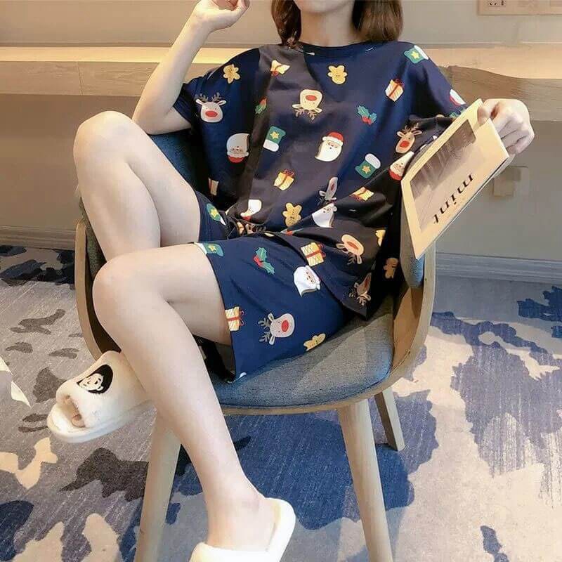 Đồ bộ đùi nữ mặc nhà dễ thương nhiều họa tiết bộ pijama hè chất thun sữa mềm mại - BTTL101