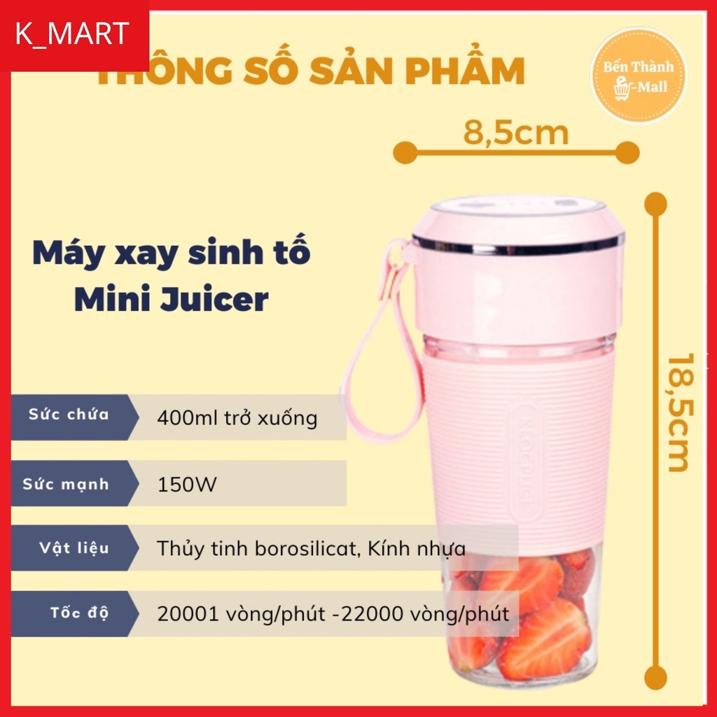 Máy xay sinh tố cầm tay mini đa năng JUICER .Máy xay trái cây,củ quả nhanh gọn [ K_MART Siêu thị tiện ích gia đình ]