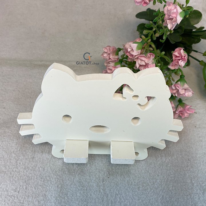 Kệ để điện thoại bằng gỗ CNC cao cấp hình mèo Kitty