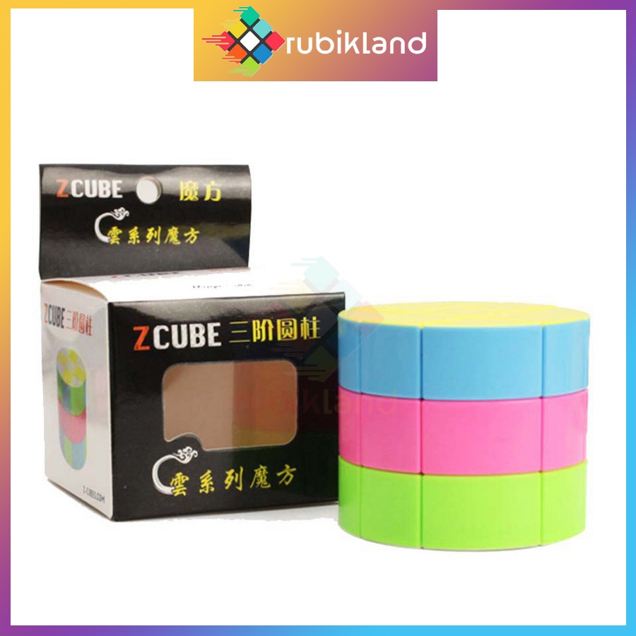 Rubik Biến Thể Cylinder Rubic Z-Cube Cloud 3-layer Cylinder Stickerless Không Viền Đồ Chơi Trí Tuệ Trẻ Em