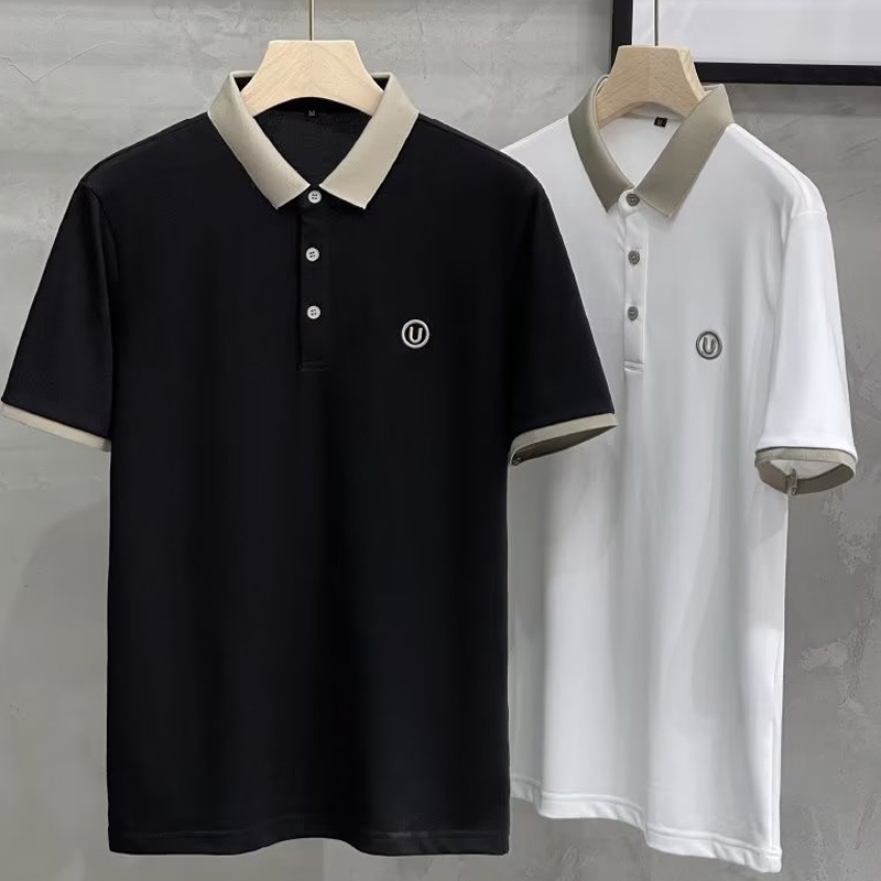 Áo polo Tay Ngắn Dáng Rộng Màu Sắc Tương Phản Đơn Giản Phong Cách Hàn Quốc Dành Cho Nam