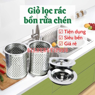Dụng cụ lọc rác 💙 Giỏ lọc rác bồn rửa chén bát thép không gỉ tránh tắc nghẽn kèm nắp đậy bền đẹp tiện dụng giá rẻ