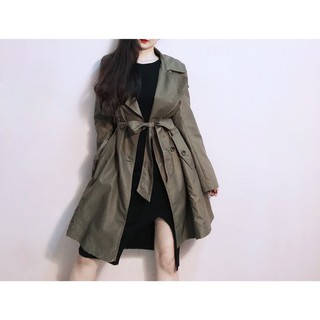 Trench coat 4 nút cổ kép cột dây