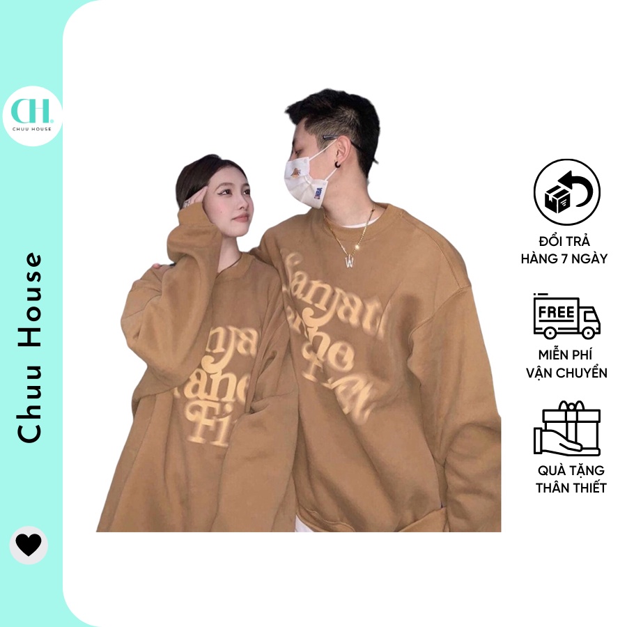 [Có Video + Ảnh Thật] Áo Sweater Nỉ Nữ Nâu Cá Tính Dày Ấm Lên Dáng Cực Xinh - Chuu House - CH0204