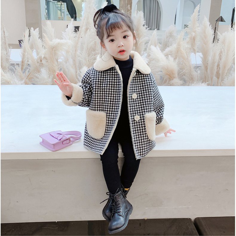 ÁO Blazer Lông Cho Bé Gái Phong Cách Hàn Quốc Áo Khoác Dạ Tweed Trẻ Em Từ 10 Đến 25Kg Mầm Store