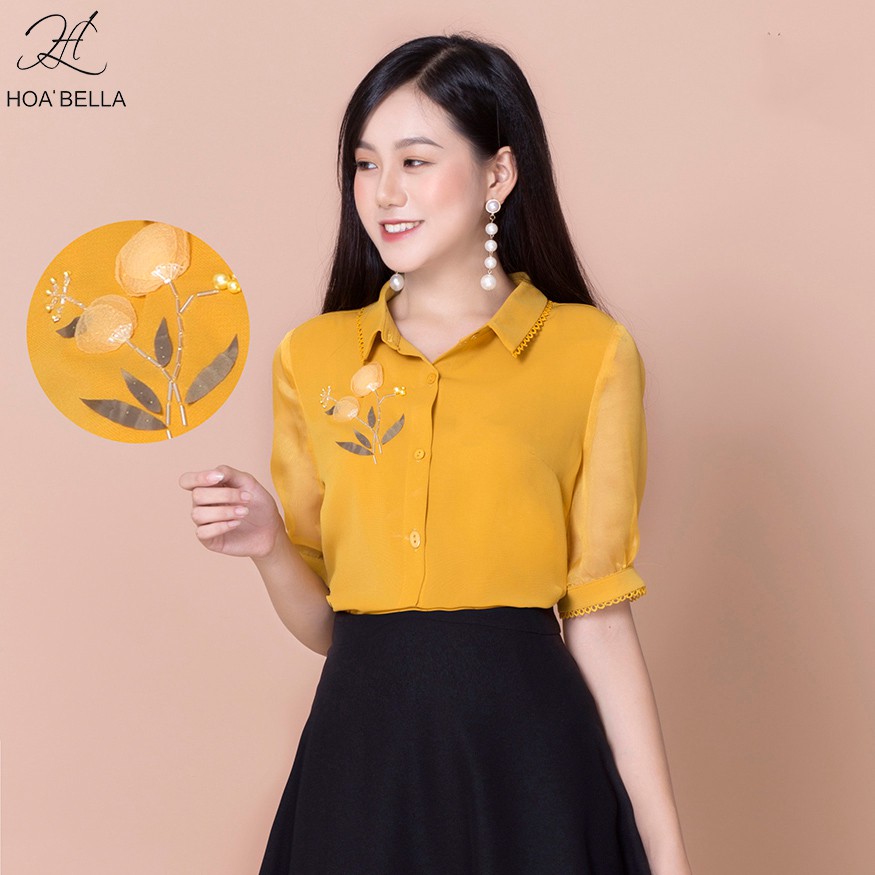 Áo Sơ Mi Nữ HOABELLA Thêu Hoa Sang Trọng (SM81200)