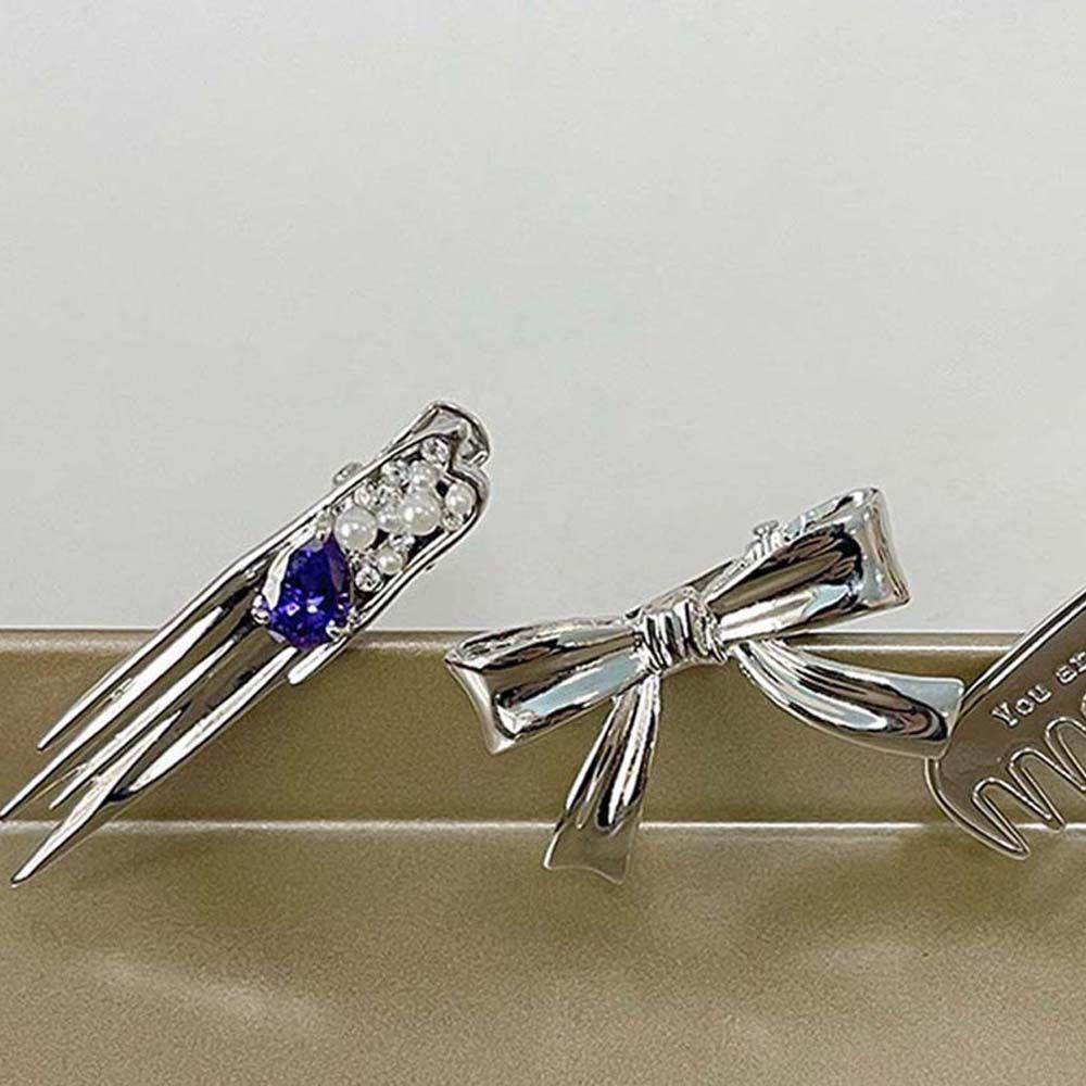 MXGOODS Kẹp Tóc Đính Đá Tím Phong Cách Hip Hop Hàn Quốc Cho Nữ