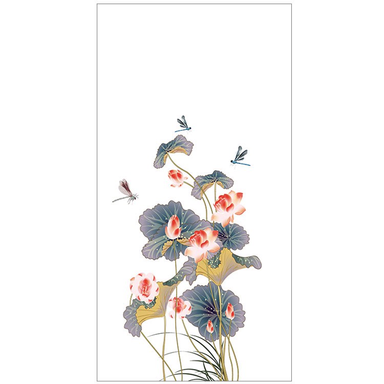 Decal dán kính cao cấp - Hoa Sen sẫm màu ( 60x116cm )