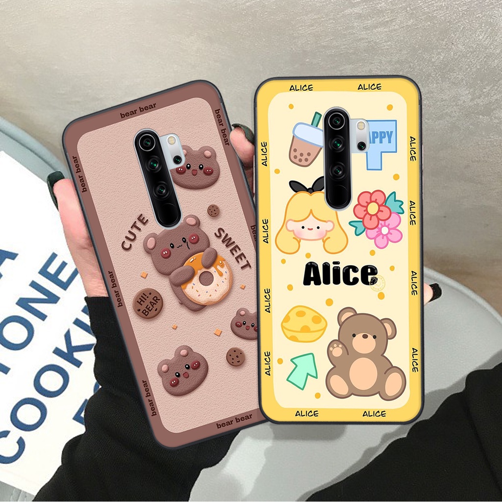 Ốp lưng Xiaomi REDMI NOTE 8 PRO in hình Gấu nâu - hồng, Gấu Be@rick  cực CUTE, DỄ THƯƠNG