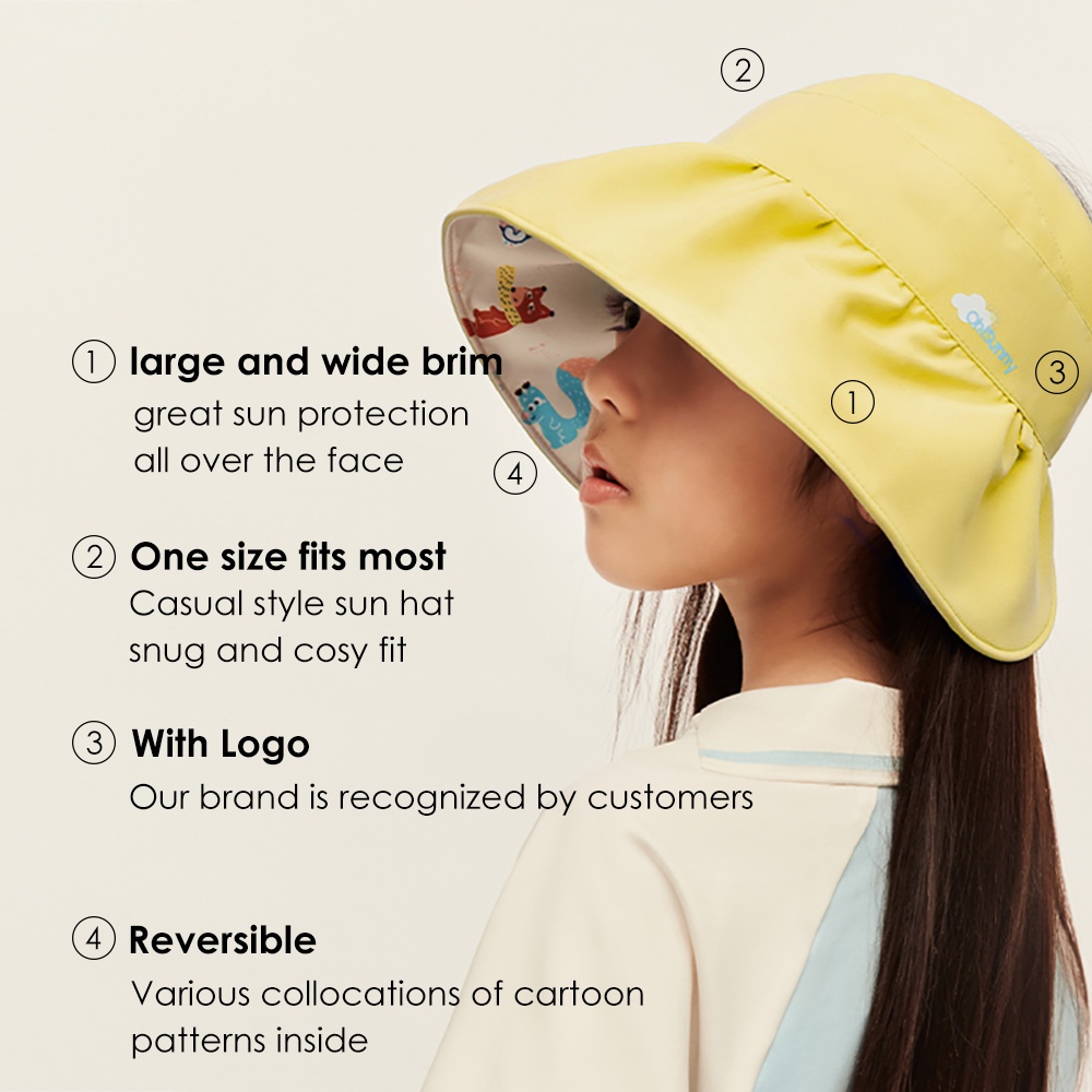 Mũ che nắng Ohsunny UPF50+ hai mặt chống tia cực tím họa tiết hoạt hình cho bé