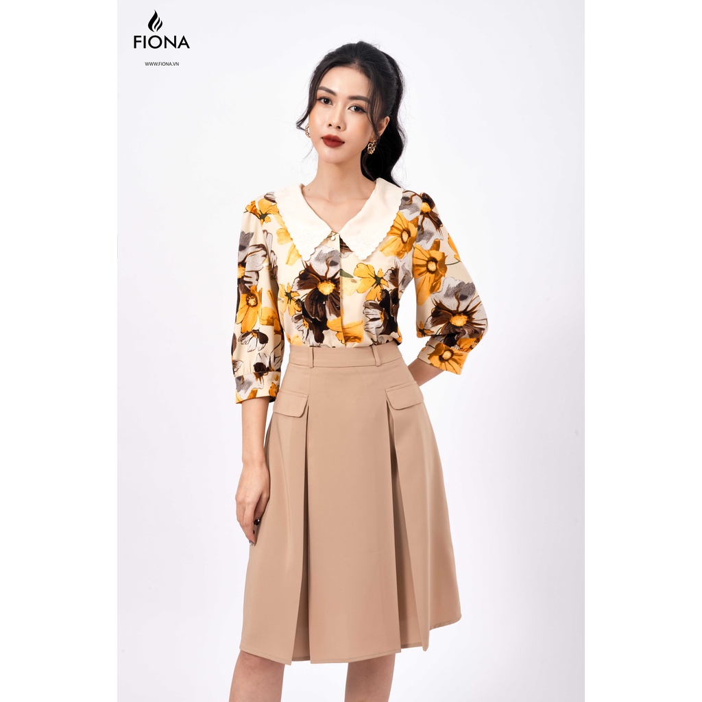 Chân váy nữ Fiona công sở dáng xòe xếp ly màu be F251468
