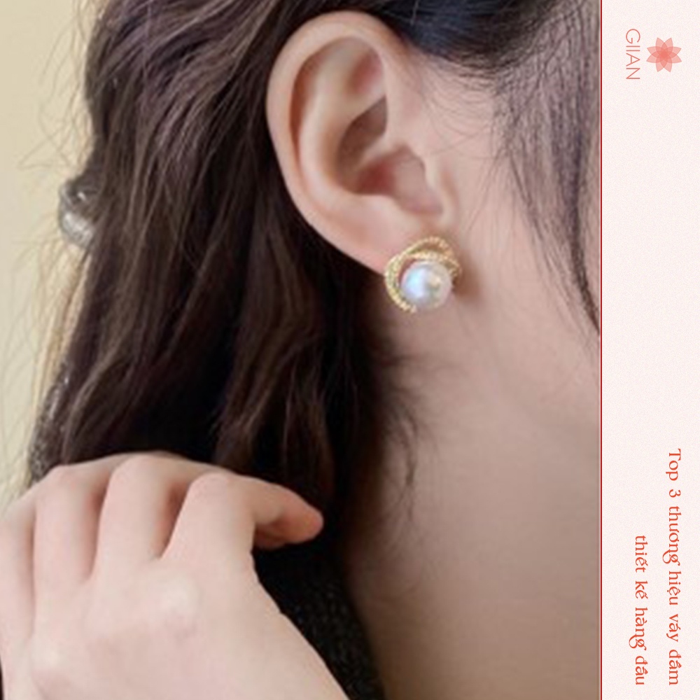 Bông tai mạ bạc 925 đính ngọc thời trang - GIIAN - PK-BT-03