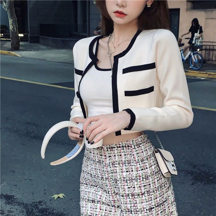 77 Áo Khoác cardigan Dệt Kim Hai Mảnh Dáng Ngắn Không Tay Thời Trang Mùa Thu Hàng Mới 2022 Dành Cho Bạn Nữ