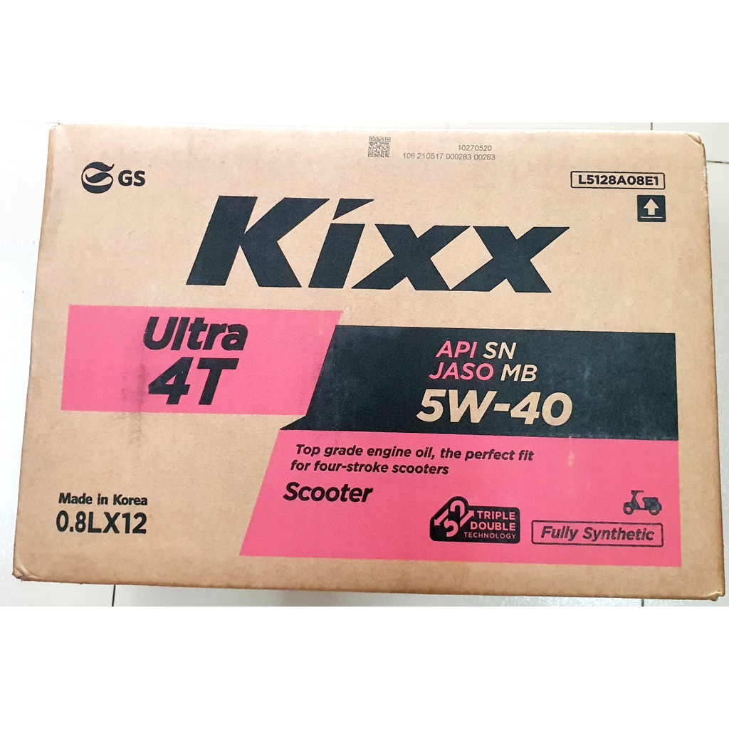 Thùng 12 chai nhớt xe tay ga Kixx Ultra Scooter 5w40 800ML