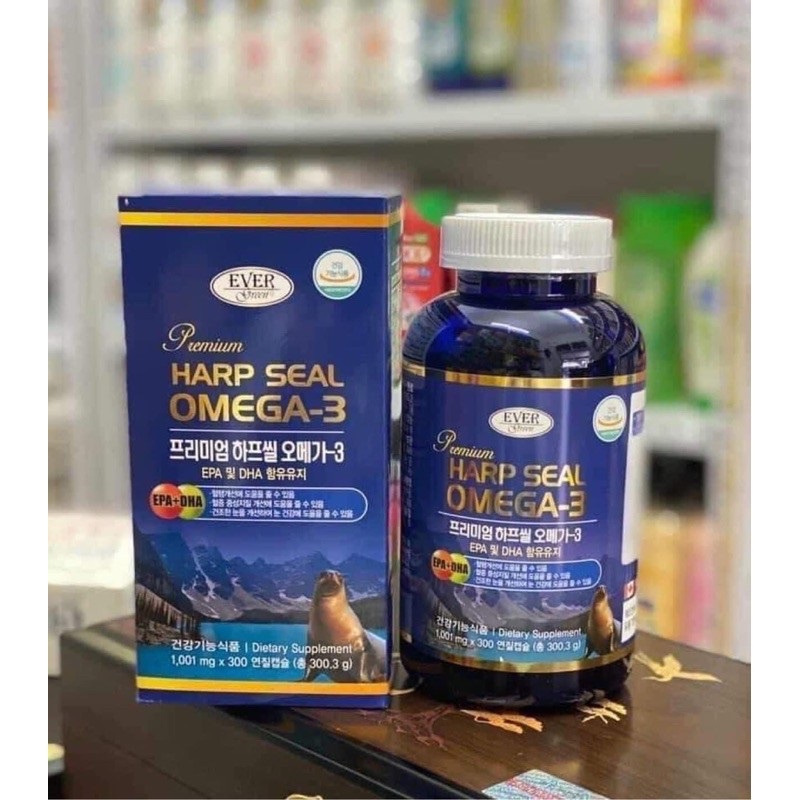 Dầu Cá Omega-3 Hải Cẩu Premium Harp Seal, Hộp 300 Viên, Giúp Giảm Mỡ Máu, Bổ Mắt, Nâng Cao Sức Khỏe
