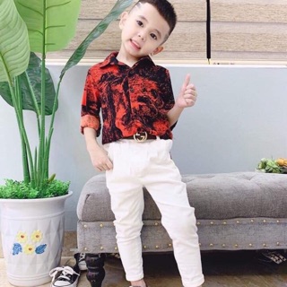 Thanh lý toàn bộ cửa hàng - xả lỗ 43k - Giá gốc 116k - Áo sơmi Lụa siêu chất cho bé diện Tết - cực HOT