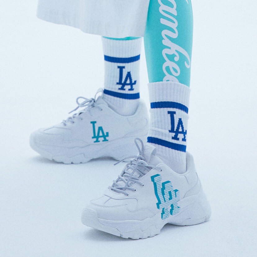 Giày MLB LA Chính Hãng 🔴SIMPLE SNEAKER🔴 MLB Big Ball Chunky LA Dodgers Block 3D Auth