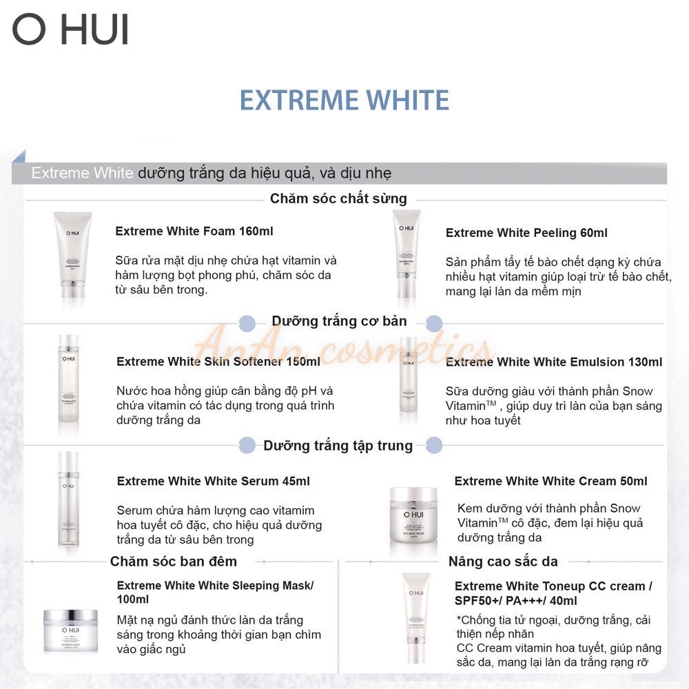 Sữa rửa mặt dưỡng trắng OHUI Extreme Bright Cleansing Foam 160ml ( hàng cty chính hãng )
