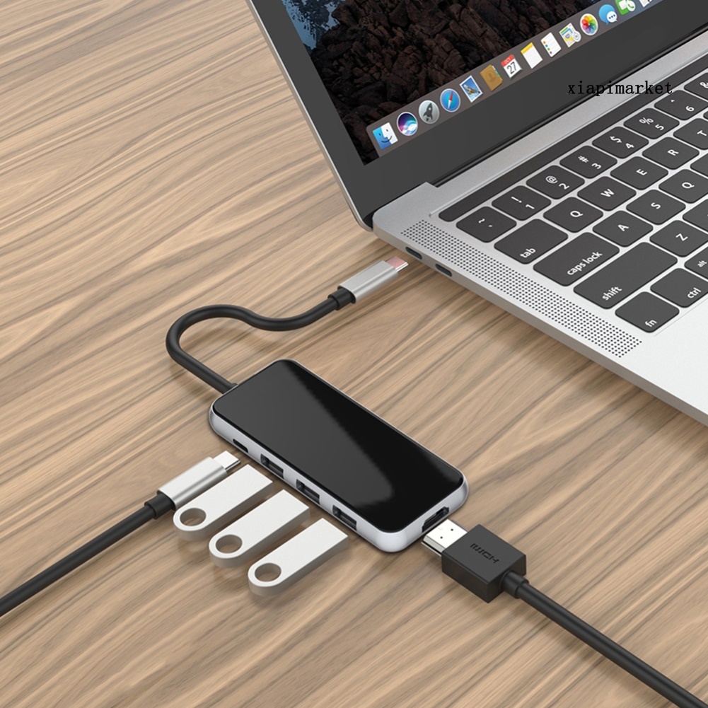 LOP_5 in 1 Type-C to HDMI-compatible PD Charging 3 USB 3.0 Ports Hub Adapter Dock for PC Laptop