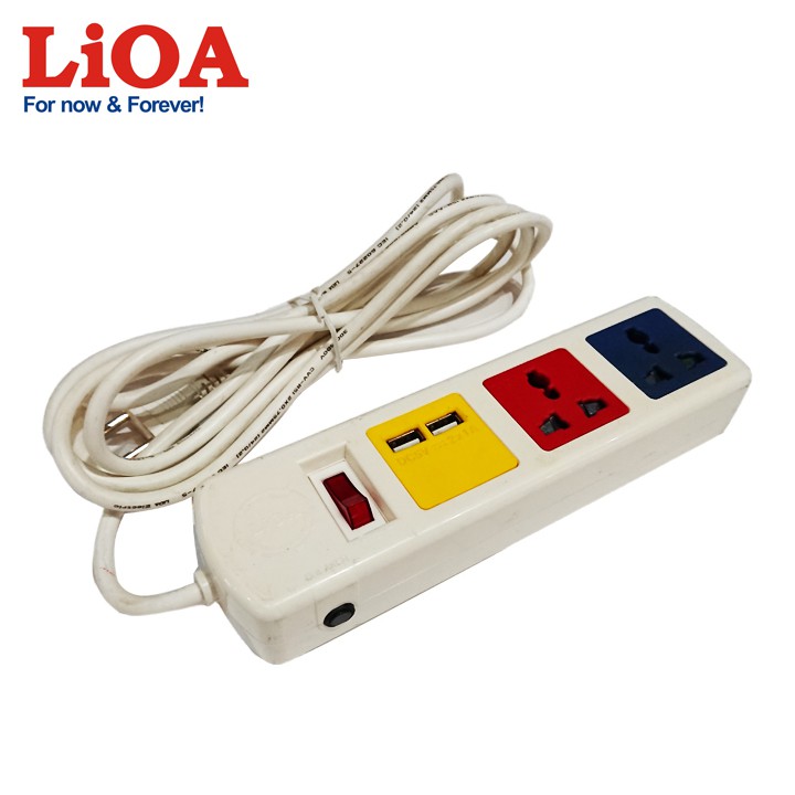 [2ổx2USBx3mx2200W] Ổ cắm điện LiOA - Ổ cắm kéo dài đa năng có cổng sạc USB 5V-1A LiOA - 3D32WNUSB