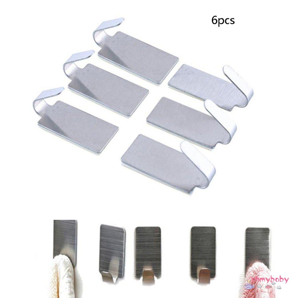 6 cái Keo Bằng Thép Không Gỉ Phòng Tắm Treo Tường Thanh Keo Áo Khăn [8/2]