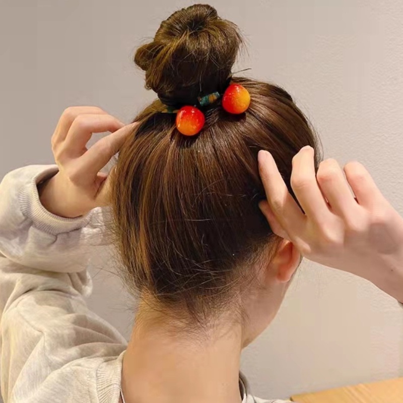 Dây Cột Tóc Cao Su In Hình Quả Cherry Dễ Thương Phong Cách Hàn Quốc Cho Nữ