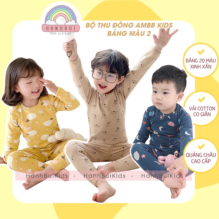 Bộ thu đông dài tay cho bé AMBB KIDS vải cotton mềm đẹp - Hàng Quảng Châu Cao Cấp - BẢNG MÀU 2