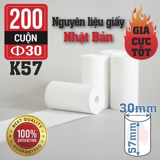 Giấy in nhiệt K57 ,200 cuộn,đường kính 30mm,không lõi,giấy in hóa đơn,giấy in bill,57x30mm