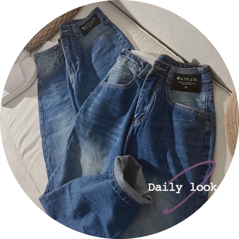 Quần Jeans Baggy Nữ Màu Lạ Basic Cạp Cao Siêu Đẹp