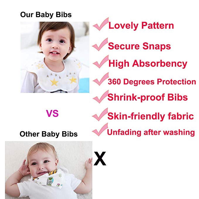 2 yếm bandana cotton siêu mềm và thấm hút xoay 360 độ cho bé trai bé gái