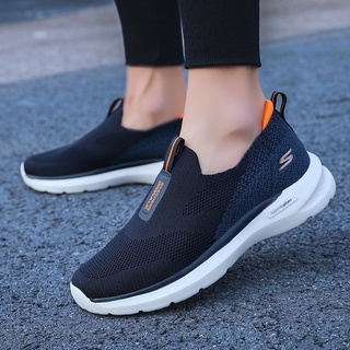 Giày chạy bộ Go-Walk Skechers gót muối tiêu, vải thun co giãn không bai xù, tấm lót mềm êm
