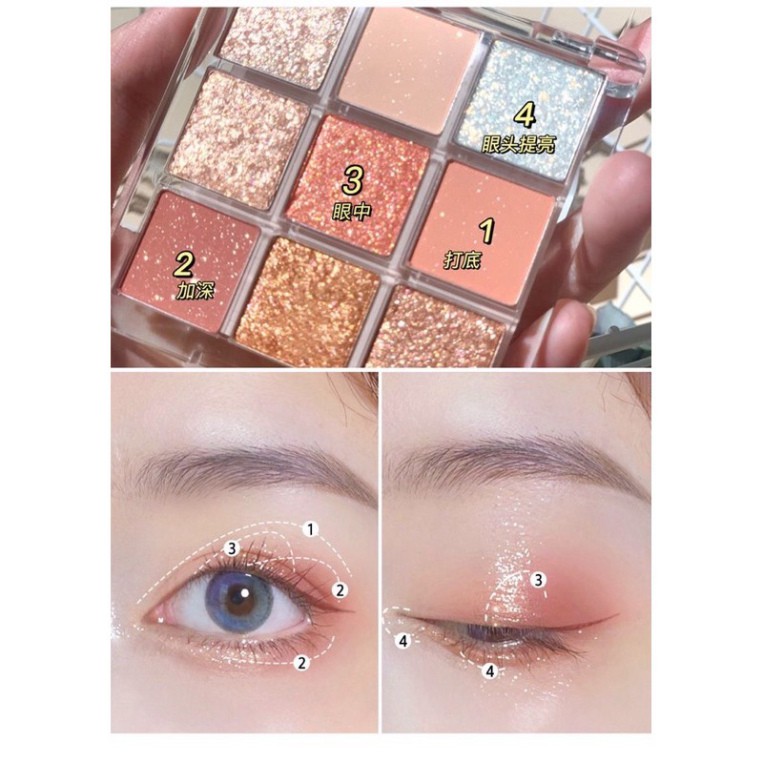 Bảng Mắt 9 Ô Dikalu Tông Màu Nâu Cam Vàng Nhũ Siêu HOTTREND DPM3 | BigBuy360 - bigbuy360.vn