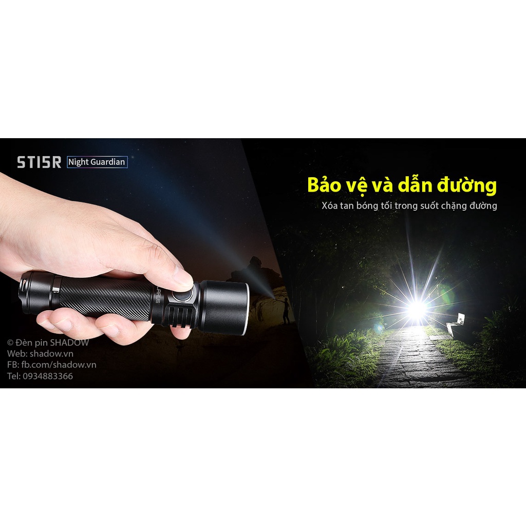 Đèn xe đạp đa năng KLARUS ST15R sáng 1200 lumen xa 260m Sạc USB Pin 18650 2600mAh Đèn &amp; Đèn pin