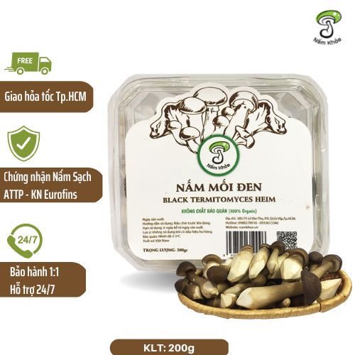 Hộp 200g Nấm Mối Đen Loại 1, Hàng Hữu Cơ Tươi Ngon 24h - Nấm Khỏe