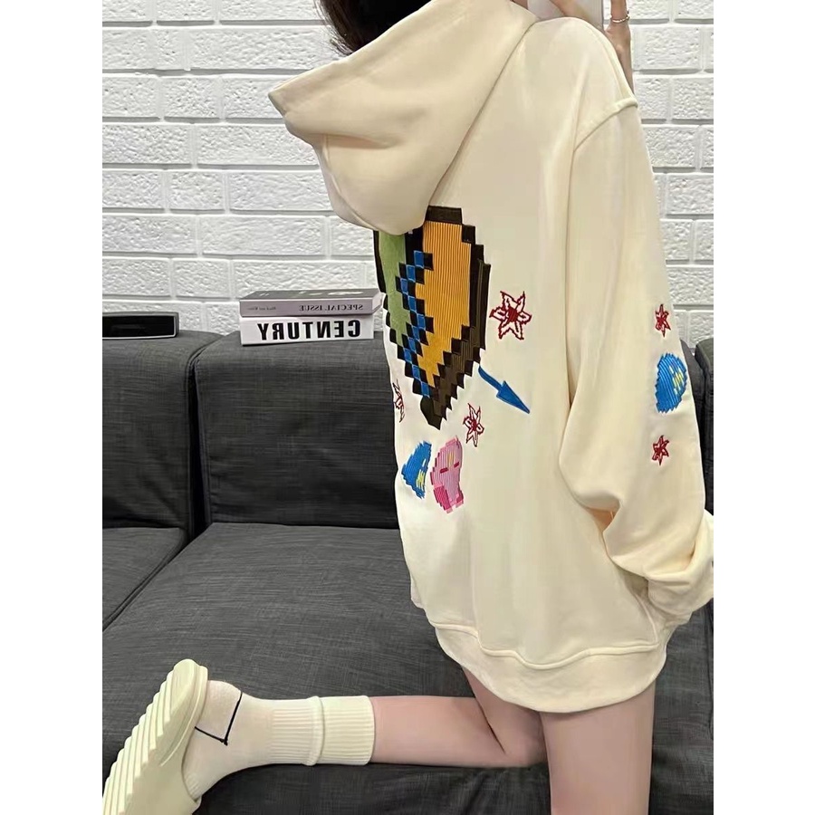 Jiashucheng Áo Nỉ Cao Cấp Dáng Rộng In Họa Tiết Hoạt Hình Phong Cách Hàn Quốc Dễ Phối Đồ Thời Trang Mùa Thu Cho Cặp Đôi