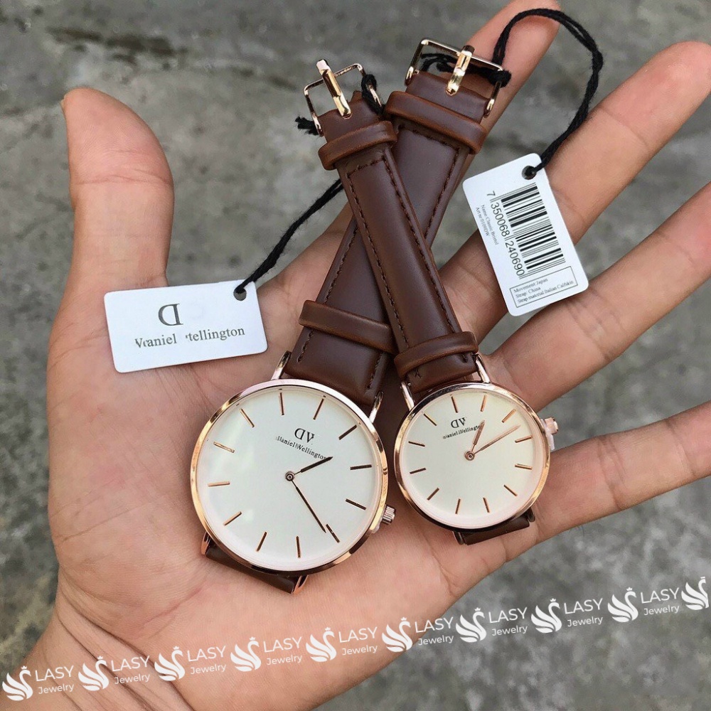 Đồng hồ nam nữ,đồng hồ cặp DVV dây da cao cấp thiết kế sang trọng trẻ trung nhất full cặp