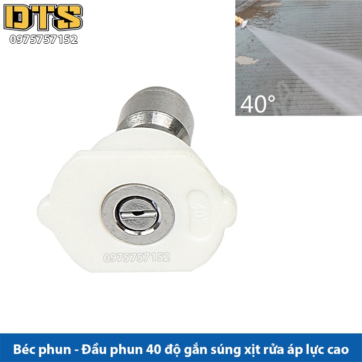 Béc phun - Đầu béc 40 độ gắn súng xịt rửa của máy rửa xe áp lực cao - Ren nối nhanh 1/4 inch