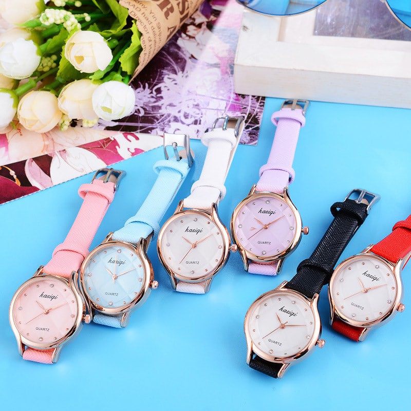 Đồng hồ thời trang nữ Kasiqi KC049 kiểu dáng Hàn Quốc, dây da mềm êm tay