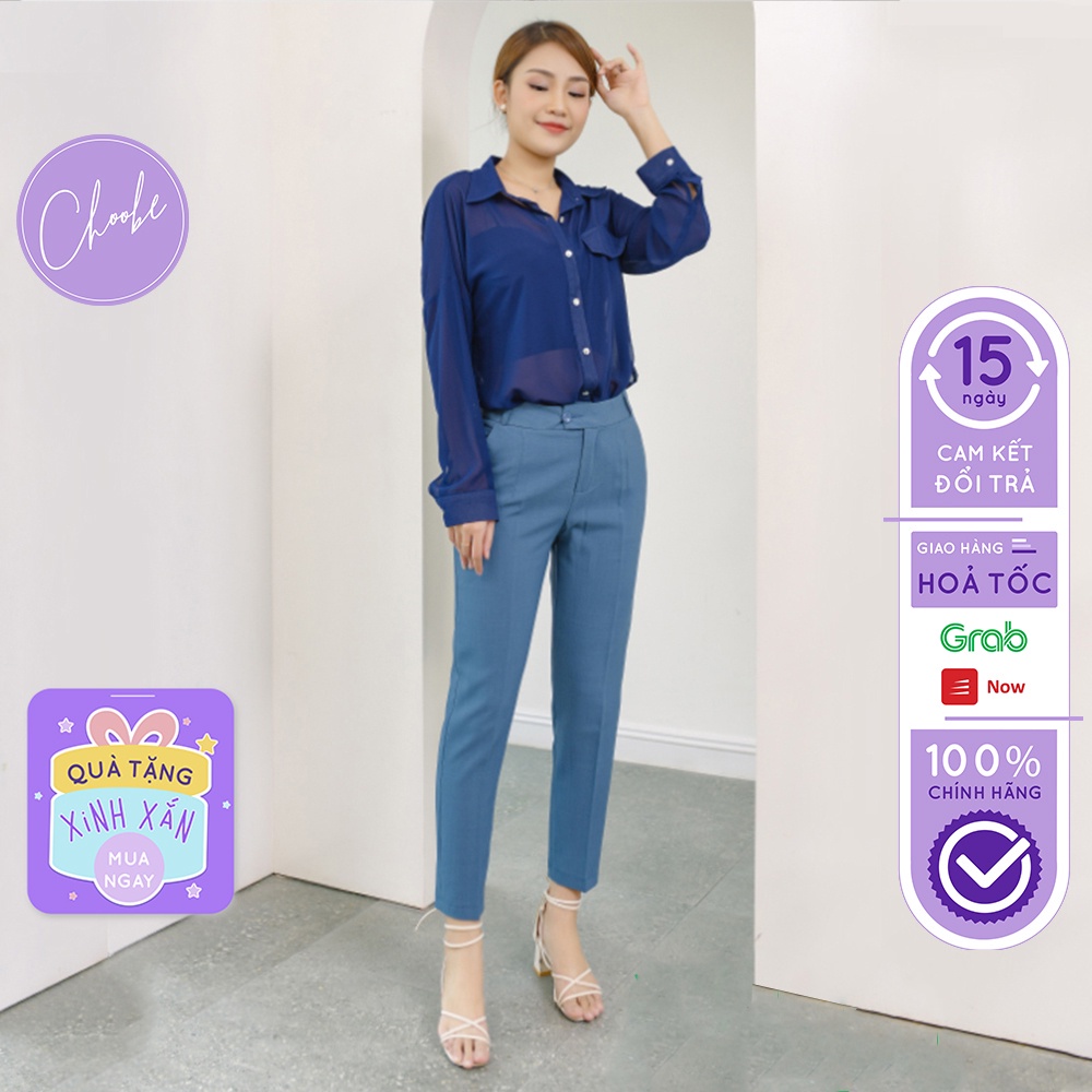 Quần tây nữ Choobe lưng cạp cao âu công sở đẹp màu đen xanh xám đồ đi học form chuẩn tôn dáng Q09 - Hàng mới về