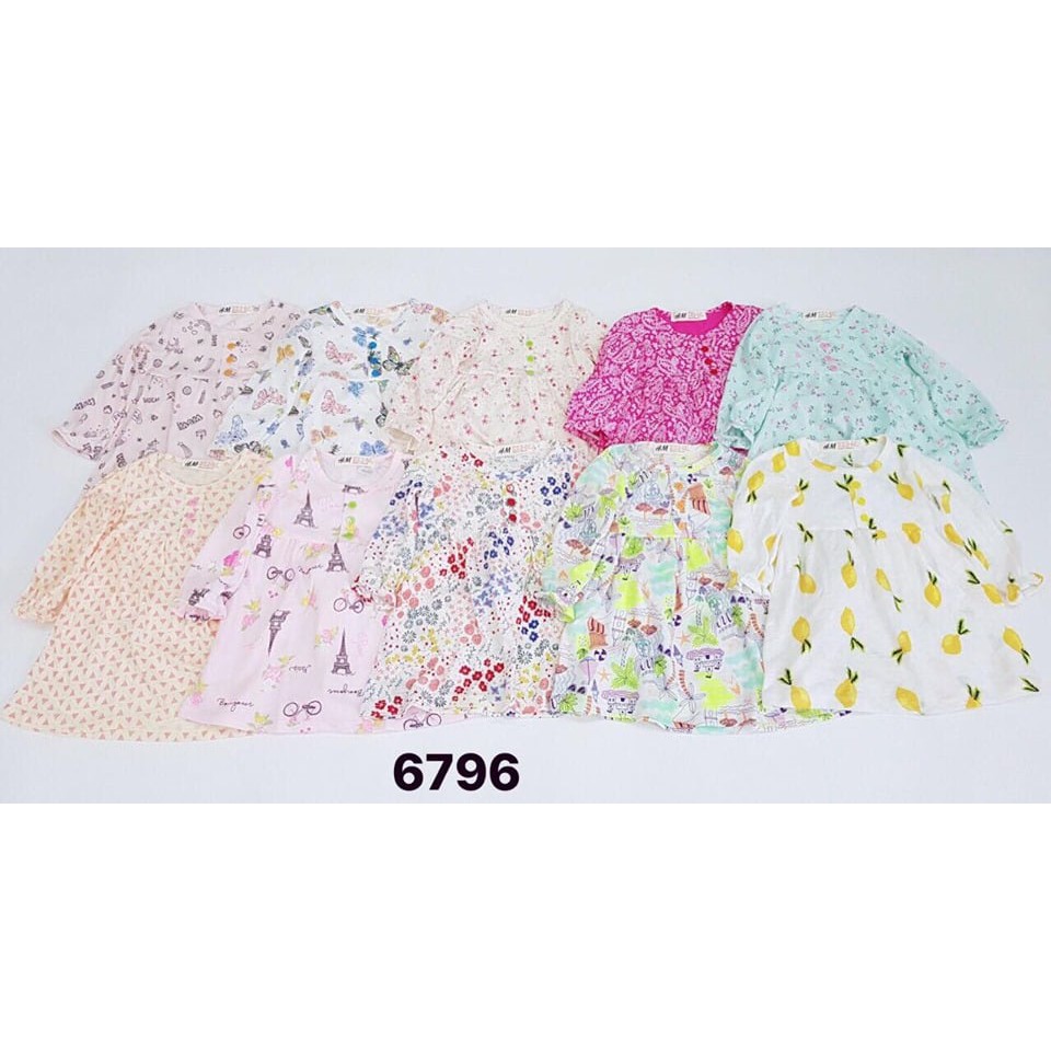 VÁY COTTON HM DÀI TAY SIZE 2/3-7/8 TUỔI