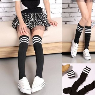Tất Đùi Cosplay Thủy Thủ Đen Nữ Ba Sọc Trắng Dễ Thương Ulzzang Cute Nữ Sinh Phong Cách Hàn Quốc