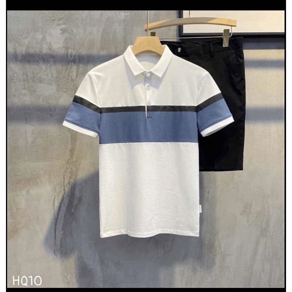 Áo Thun nam cổ bẻ HQ10 phối vải cá sấu Cotton xuất xịn,chuẩn form,sang trọng-lịch lãm ELEGANT | BigBuy360 - bigbuy360.vn