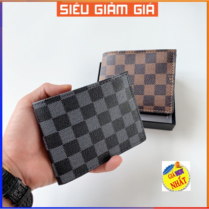 Ví Nam Lv Da Pu Kẻ Caro Cao Cấp, Bóp Nam Thời Trang Mini