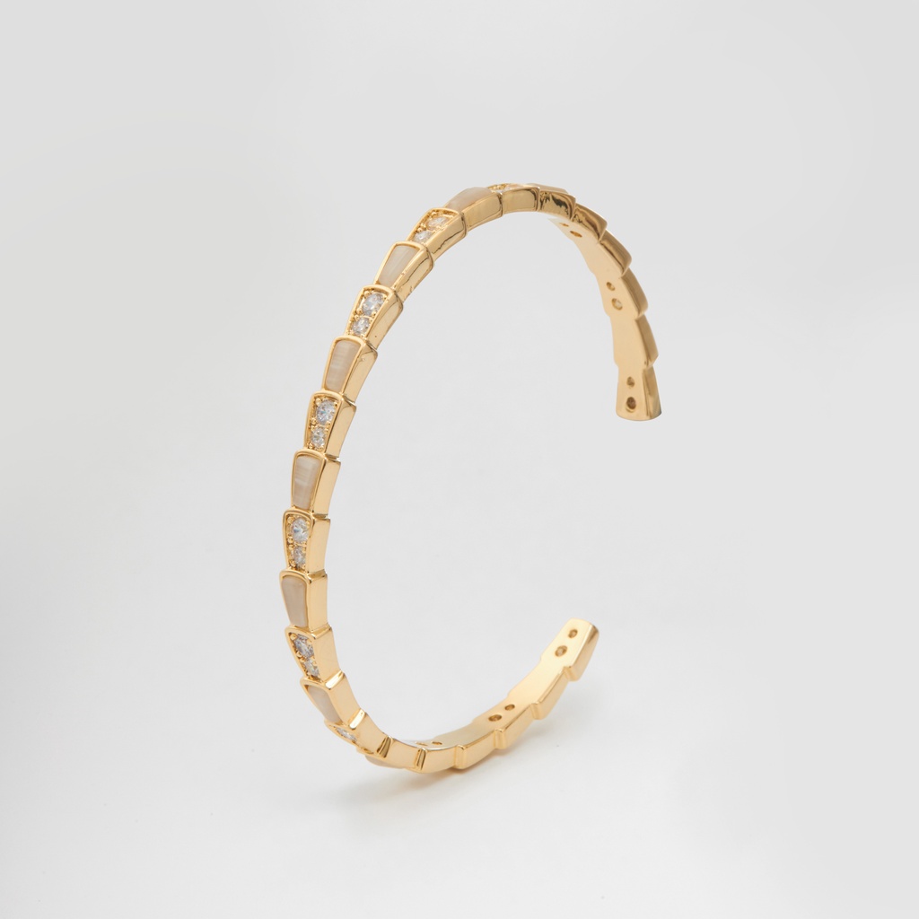 Vòng tay nữ Lyz and Liam Serpenti Viper L&amp;L Cuff Gold LL2019GG - Gift Box Hộp quà tặng nơ đỏ
