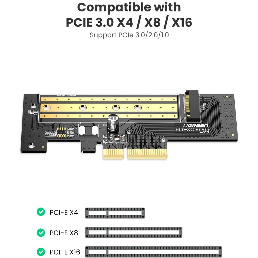 Card chuyển đổi ổ cứng UGREEN 70503 - SSD NVMe M.2 PCIe 2280 to PCI-E 3.0 4X