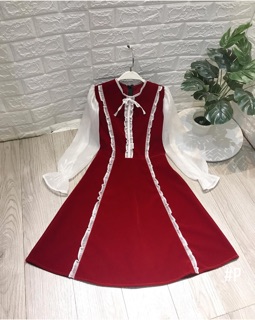 Váy nhung viền bèo (2 màu ảnh thật)