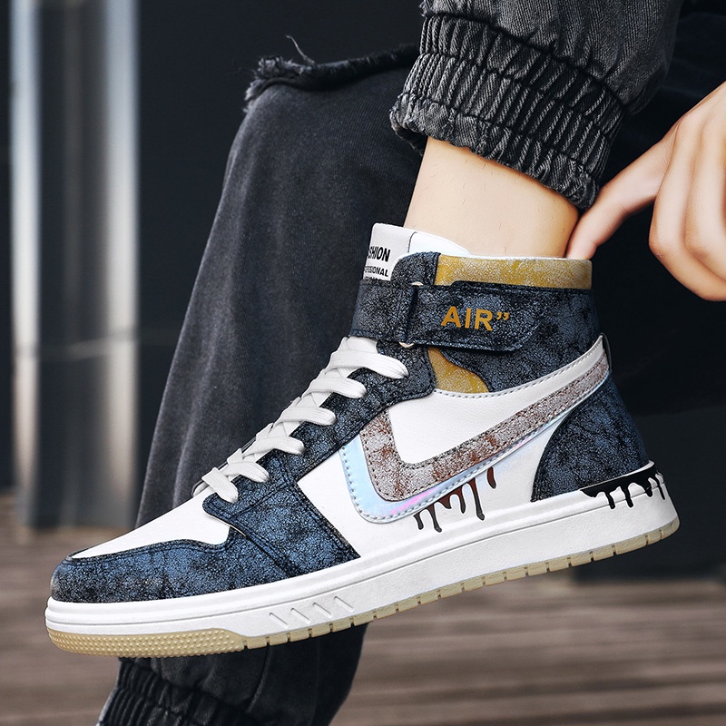 Giày thể thao cổ cao thiết kế mới thoáng khí chống trượt size 39-44 dành cho nam